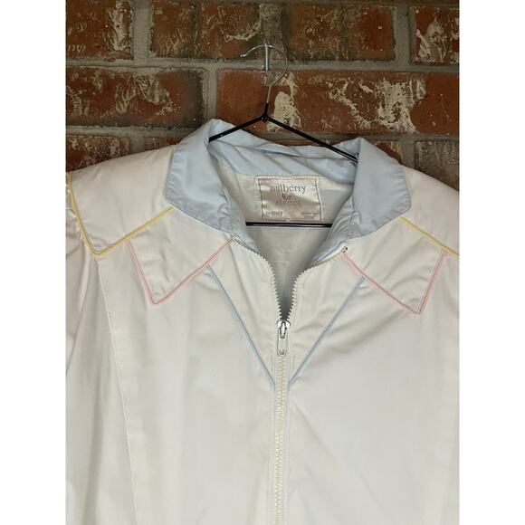 Vintage Mulberry Street Jacket Medium White w/ Pastel Details Retro 80s 90s - Picture 2 of 8